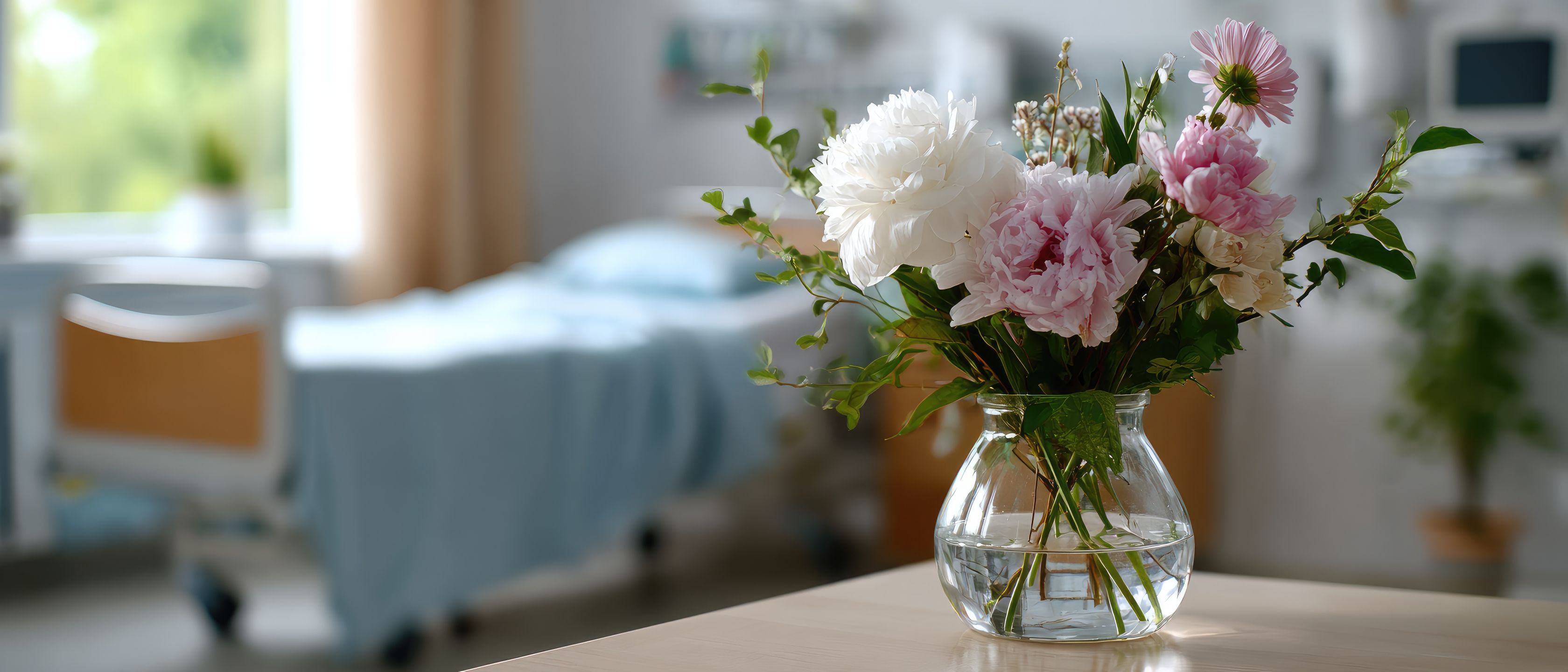 Blumenstrauß im Krankenhaus